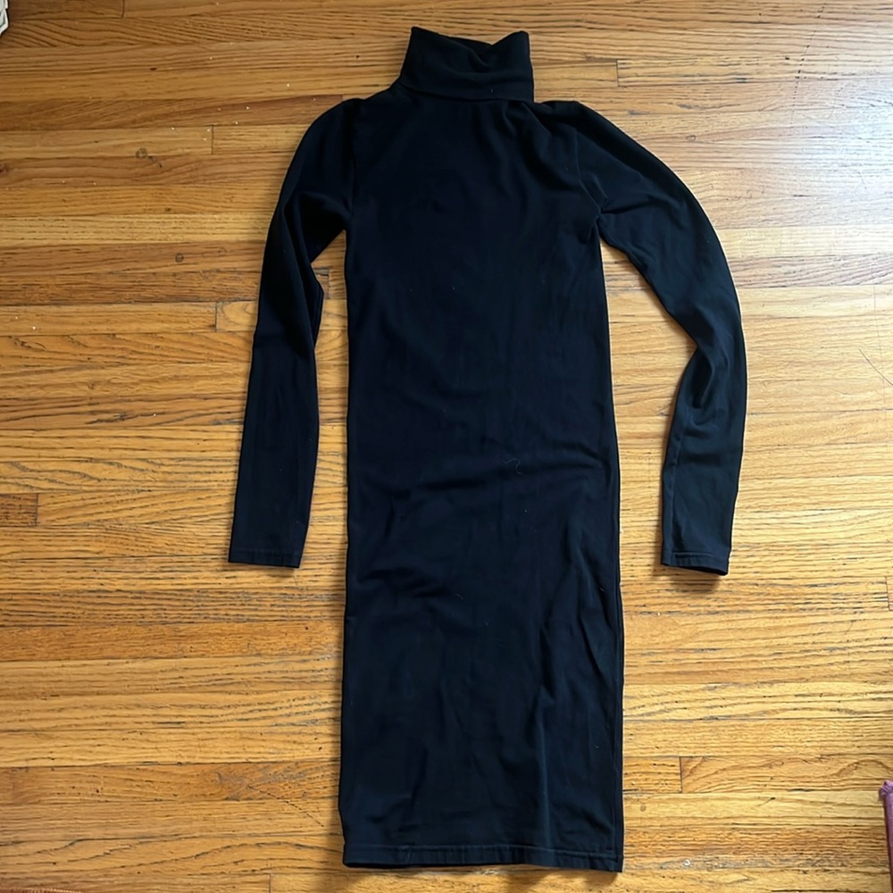 Y2K American Apparel cotton stretch turtleneck body con dress